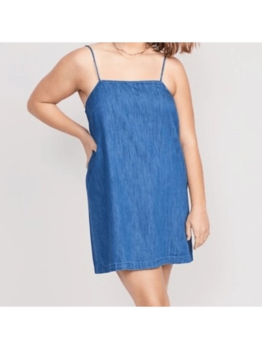 Old Navy Tie-Strap Denim Dainty Mini Cami Shift Dress in Blue Size XXL Tall
